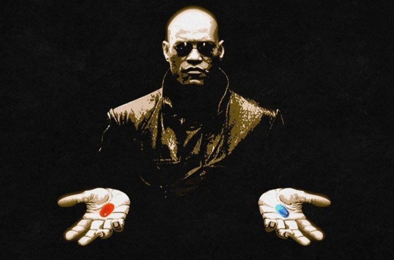 Create meme: Morpheus two pills, Morpheus 2 tablets, matrix Morpheus pills