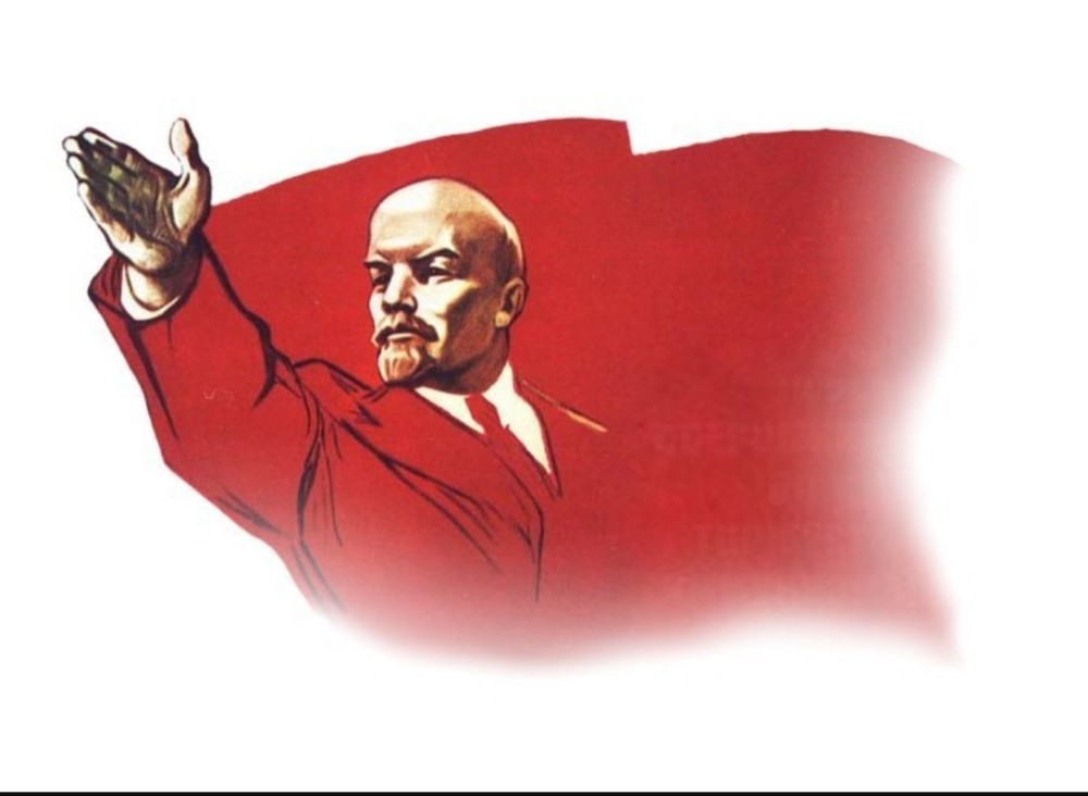 Create meme: poster Lenin , Lenin Vladimir Ilyich comrades, Lenin with a hand forward