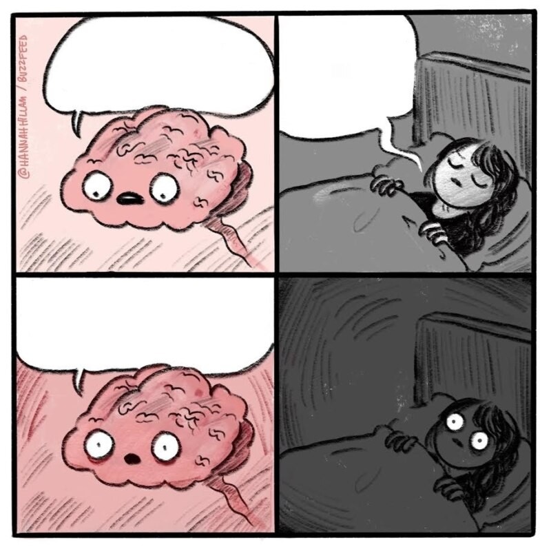 Create meme: meme brain , memes about the brain and sleep, jokes comics