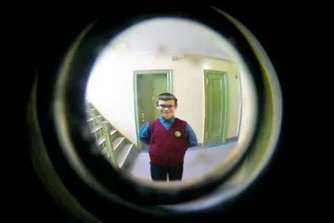 Create meme: robert, door viewer, people 