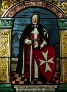 Create meme: the stained glass knight Templar, the medieval stained glass, patron Saint of Northern Ireland