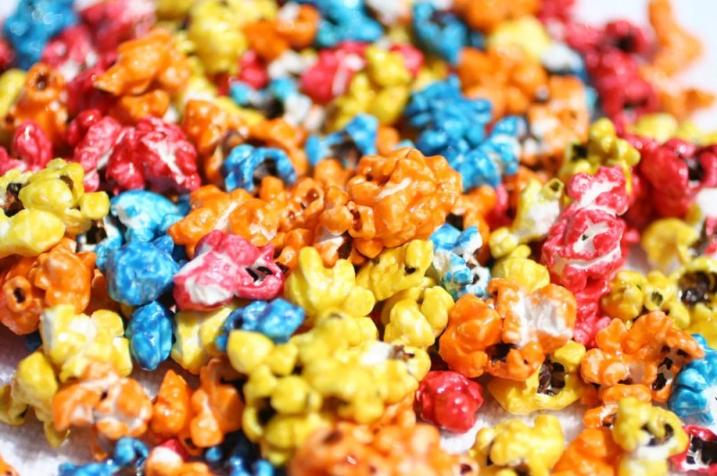 Create meme: multicolored popcorn, colored popcorn, popcorn with caramel