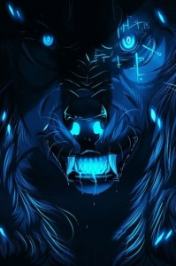 Create meme: anime animals, wolf blue fire art, Wallpaper demon blue flames