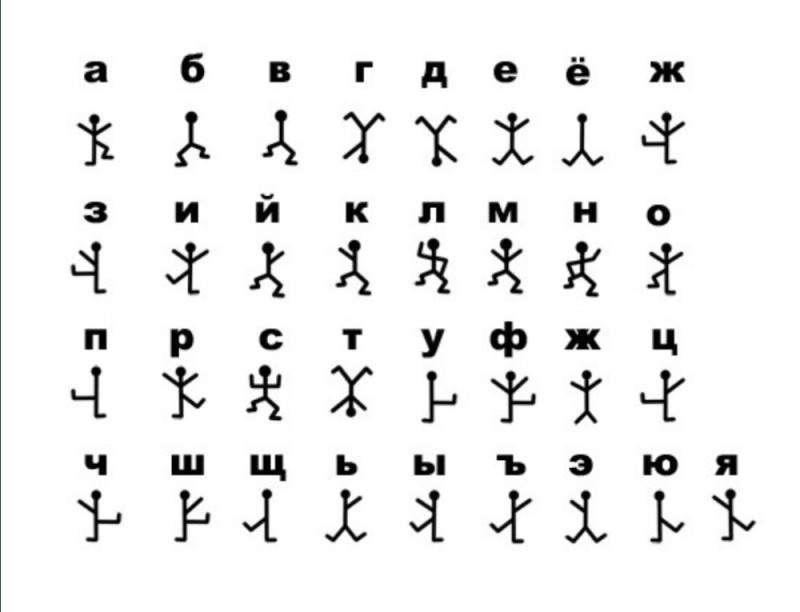 Создать мем: алфавит пляшущих человечков шерлок холмс, пляшущие человечки шифр, азбука пляшущих человечков