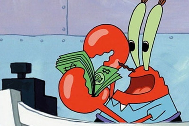 Create meme: Mr. Krabs with the money, crabs, Mr. Krabs