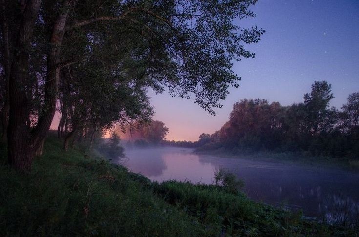 Create meme: nature evening, sunset over the river, morning on the river