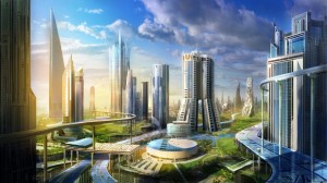 Create meme: future, background the city of the future