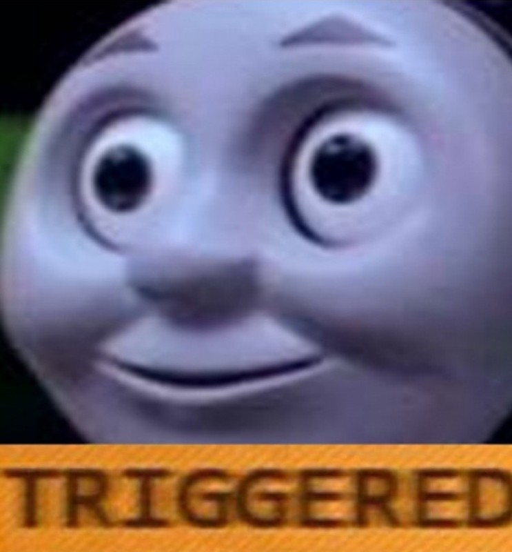 Create meme: Thomas triggered steam train, Thomas the tank engine triggered, triggered