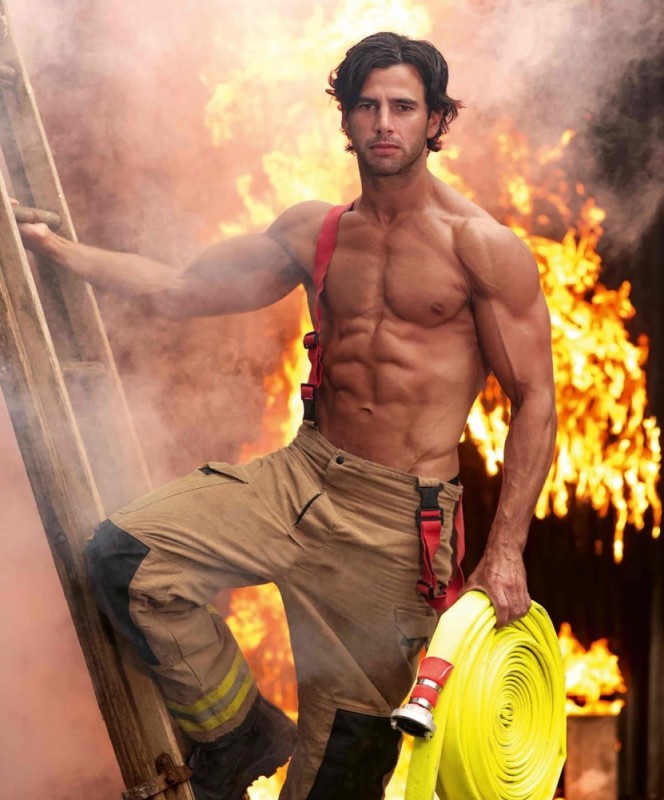 Create meme: calendar of Australian firefighters, beautiful firefighters, beautiful fire