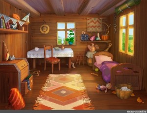 Create meme: background of the hut, a fabulous room, the room is cartoon