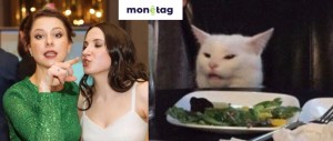 Create meme: meme with a cat and two women, woman yelling at a cat meme, the meme with the cat at the table