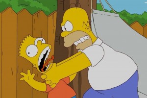 Create meme: Homer Simpson, Homer strangles Bart, the simpsons