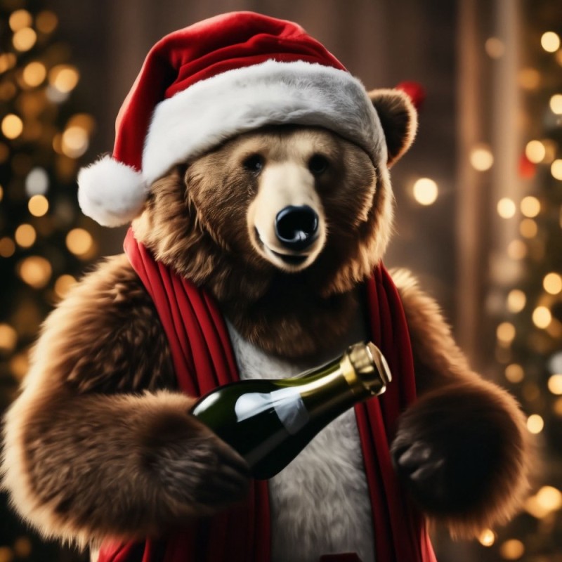 Create meme: bear beer, new year's eve party, bear bear