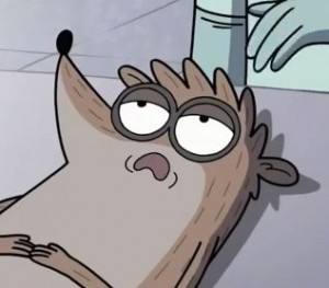 Create meme: Rigby tired