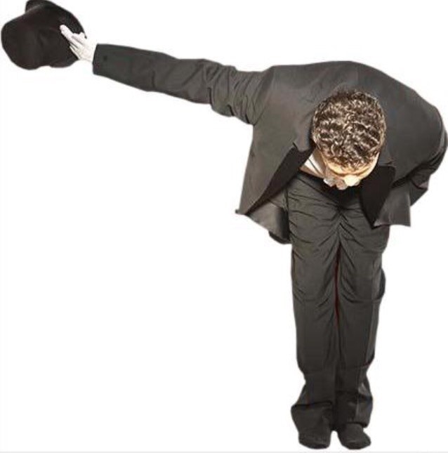 Create meme: the bowing man, low bow to you, bow man