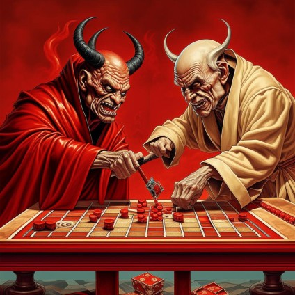 Create meme: God and the devil are playing chess, chess , to play chess 