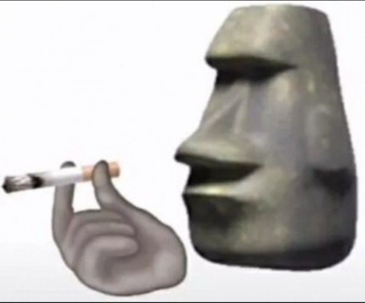 Create meme: moai stone Emoji, moai statue smokes, stone face meme
