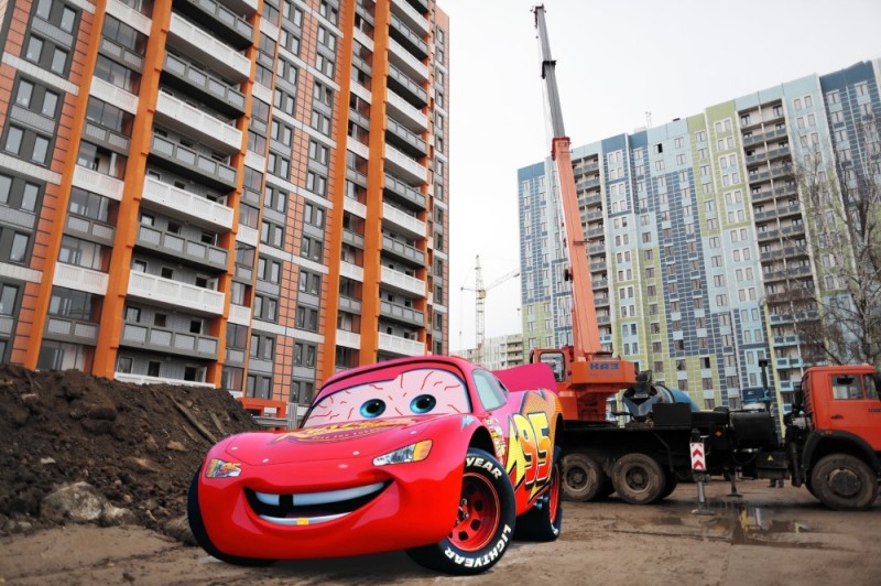 Create meme: Moscow construction site, lightning McQueen , cars lightning mcqueen