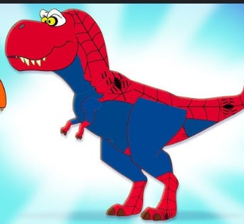 Create meme: Dinosaur Rex cartoon, Tyrannosaurus Rex cartoon for kids, The red dinosaur