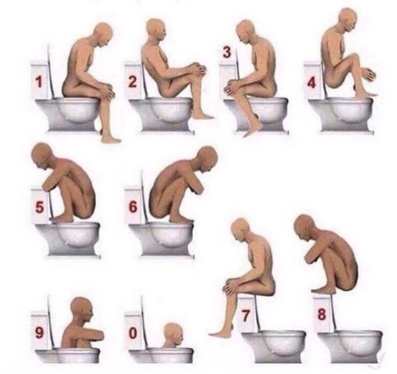 Create meme: exercises for the toilet at large, poses for pooping, the right position for the toilet