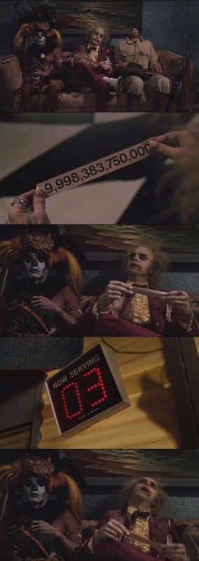 Create meme: Beetlejuice movie queue, beetlejuice, Beetlejuice is in line