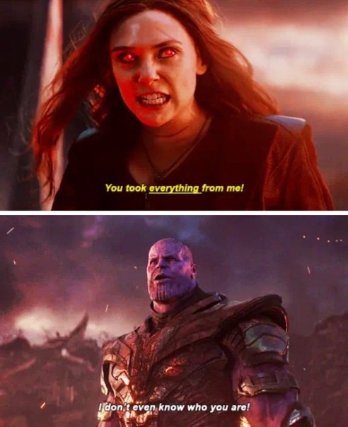 Create meme: the scarlet witch, take everything, Avengers memes 