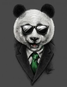 Create meme: Panda jacket, Panda with glasses