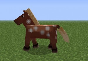 Создать мем: пятнистая лошадь в майнкрафте, лошадь в майнкрафт, конь в майнкрафте