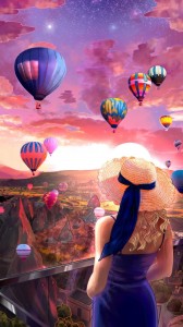 Создать мем: картины, парад воздушных шаров, девушка на воздушном шаре