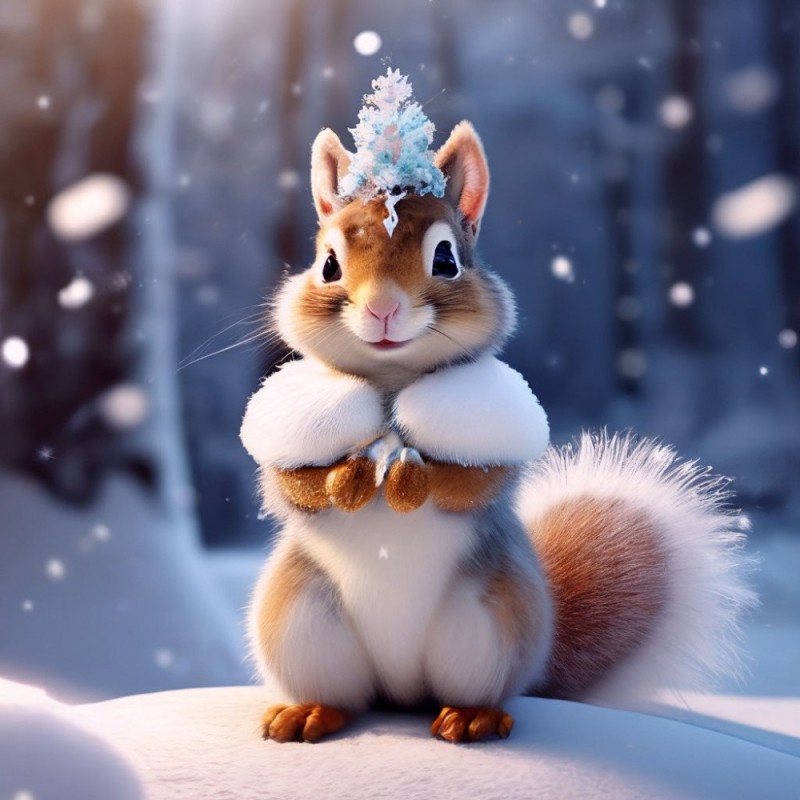 Create meme: New Year's squirrel, Good morning with a squirrel in winter, proteins animals