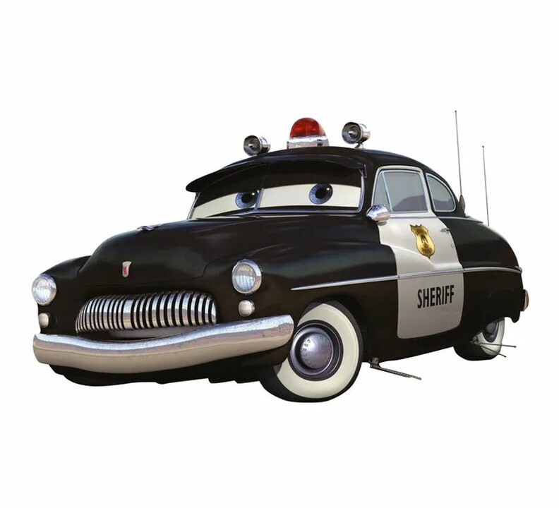 Create meme: sheriff cars, cars sheriff and Doc Hudson, the sheriff of wheelbarrows