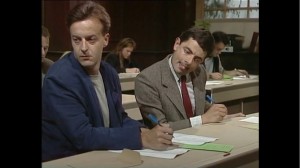 Create meme: Mr. bean, Mr bean in the exam