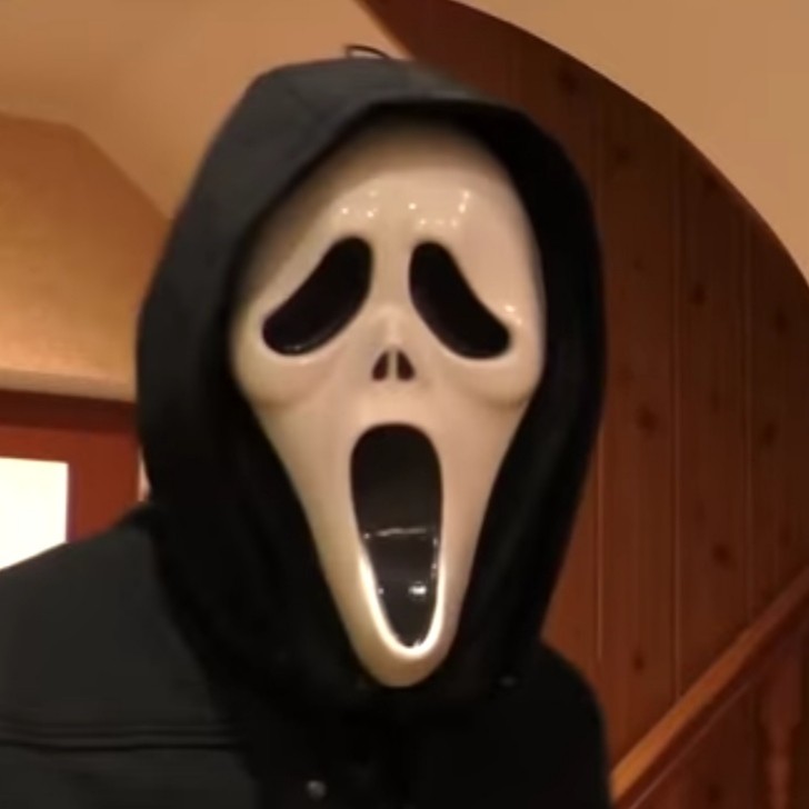 Create meme: mask scream robs, Creek , people 