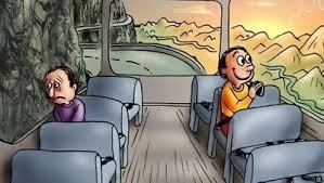 Create meme: Meme the guy on the bus, food in the bus, sad and cheerful on the bus