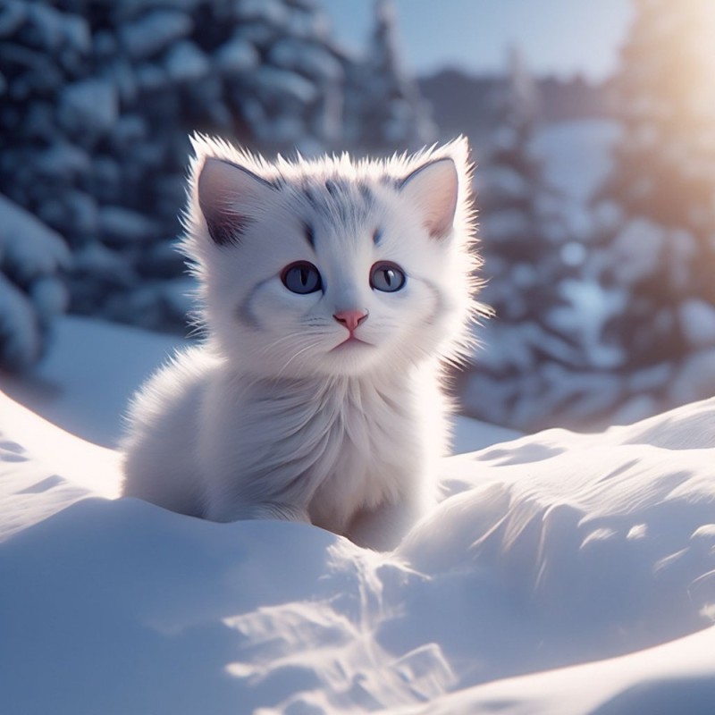 Создать мем: очаровательные котята, кошки белые, пушистый котенок