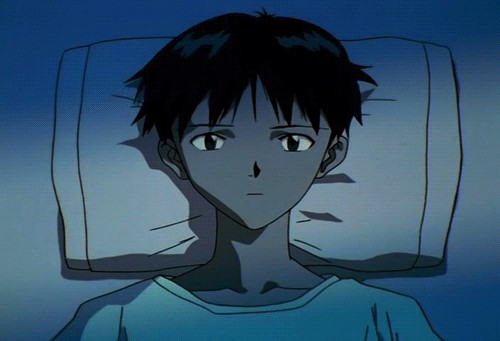 Create meme: evangelion 1995 shinji, Shinji Ikari on the bed, evangelion