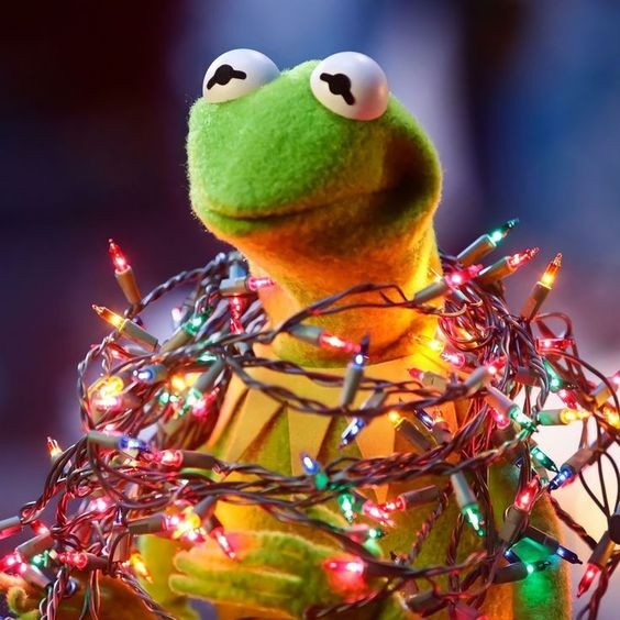 Создать мем: лягушонок кермит новый год, кермит лягушка, новогодняя жаба кермит