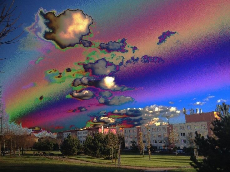 Create meme: rainbow painting, nature , iridescent clouds
