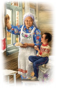 Create meme: grandma, grandma, grandmother and granddaughter painting