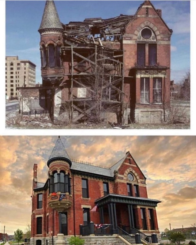 Создать мем: здание до и после, старый дом, особняк