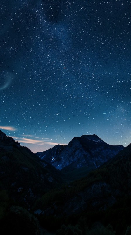 Create meme: starry night sky, night sky in the mountains, Mountains night stars