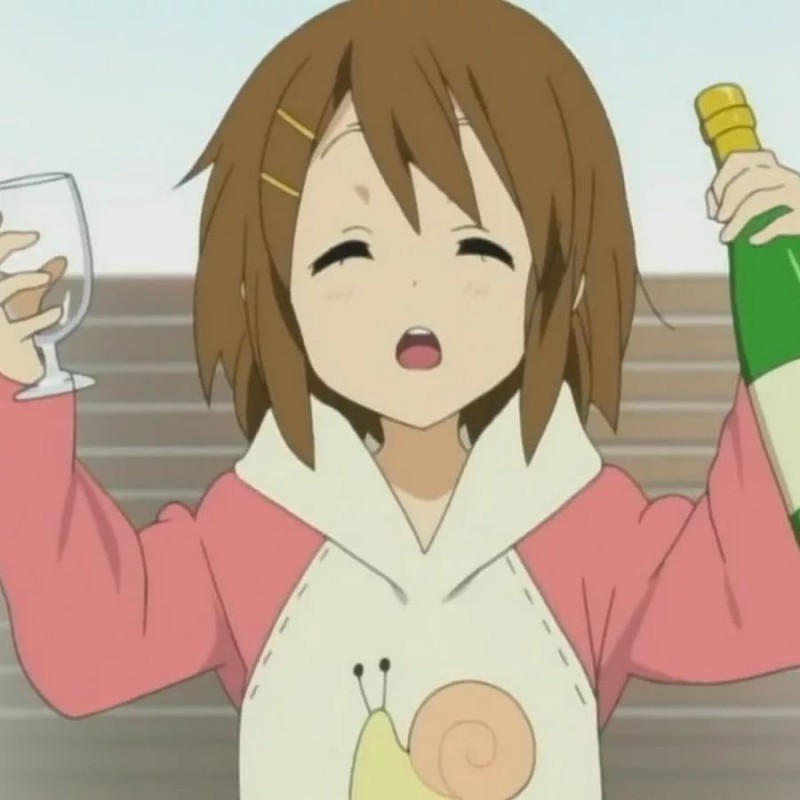 Создать мем: тян, аниме, юи хирасава с пивом