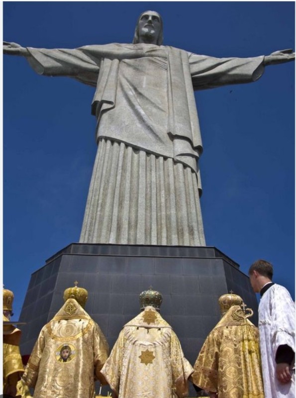 Create meme: statue of christ the redeemer brazil, the statue of Christ the Redeemer, Orthodox church in Rio de Janeiro