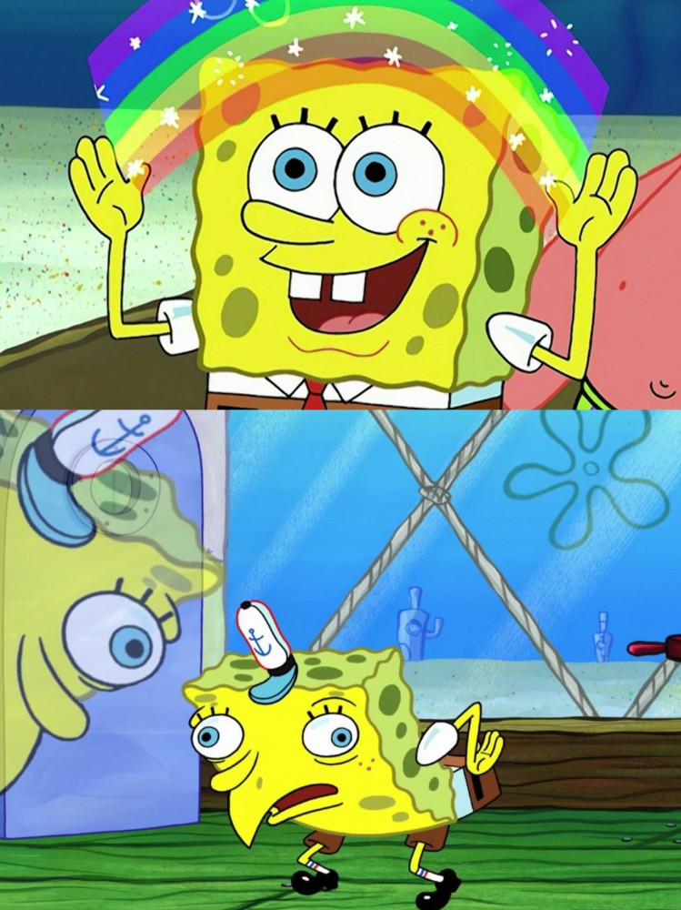 Create meme: bob sponge, spongebob rainbow, spongebob imagination 