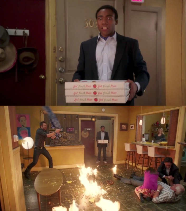 Create meme: a frame from the movie, Donald Glover pizza template, meme generator