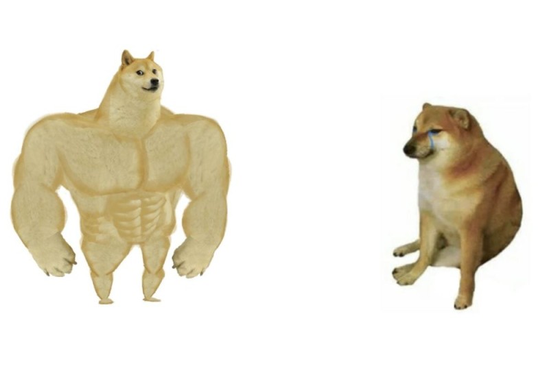 Create meme: inflated dog meme, the dog is a jock meme, shiba inu meme jock