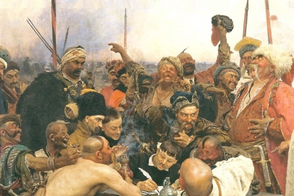 Create meme: the Cossacks writing letter to Turkish Sultan Repin, Repin Cossacks , Ilya Repin Cossacks