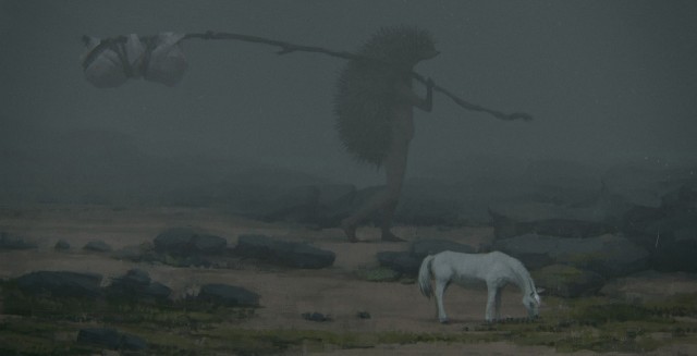 Создать мем: белая лошадь, туманный конь, мгла фильм 2007 чудовище
