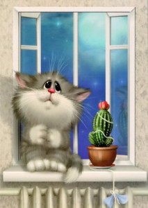 Создать мем: Привет, алексей долотов коты, работы художника алексея долотова на качелях