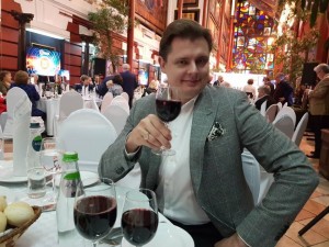 Create meme: panasenkov in the restaurant, Eugene panasenkov with a glass of